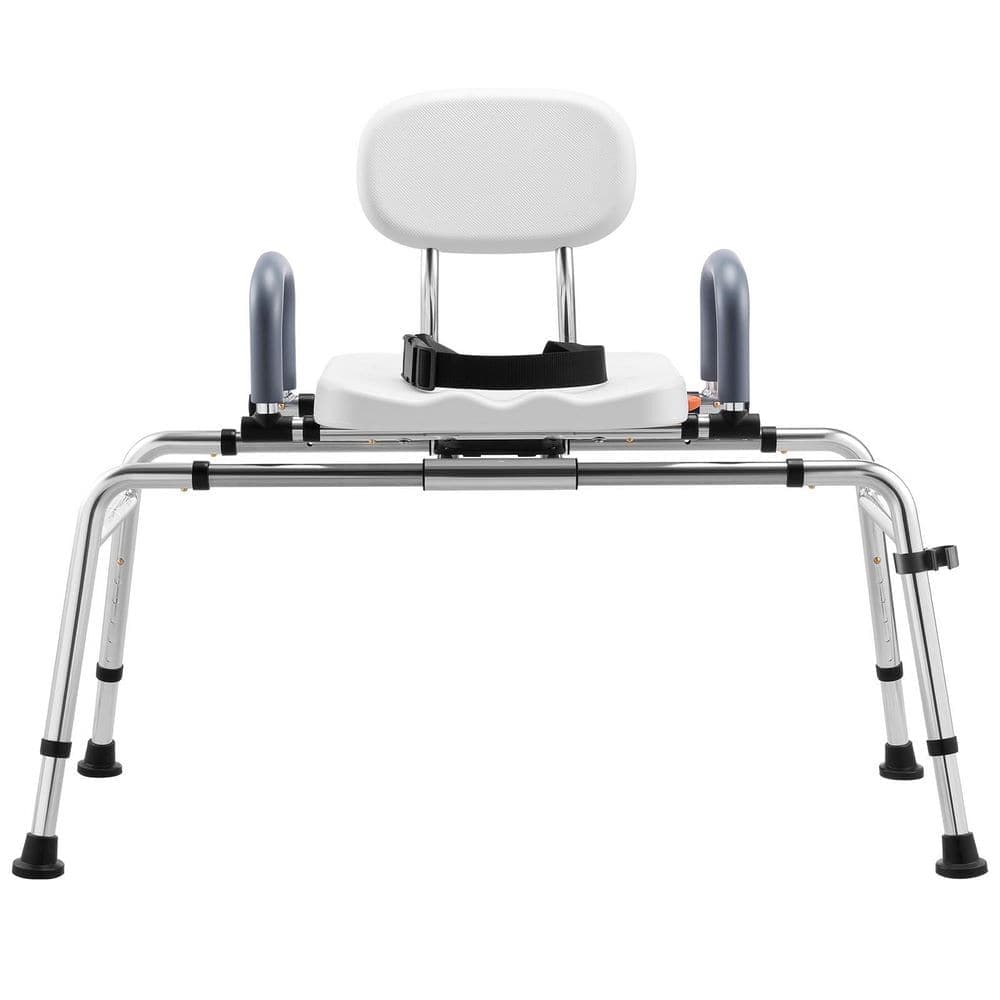 VEVOR 21.1 in. W Freestanding Tub Transfer Bench with Swivel Seat & Arms in White, Height Adjustable, Supports up to 400 lbs. (1)