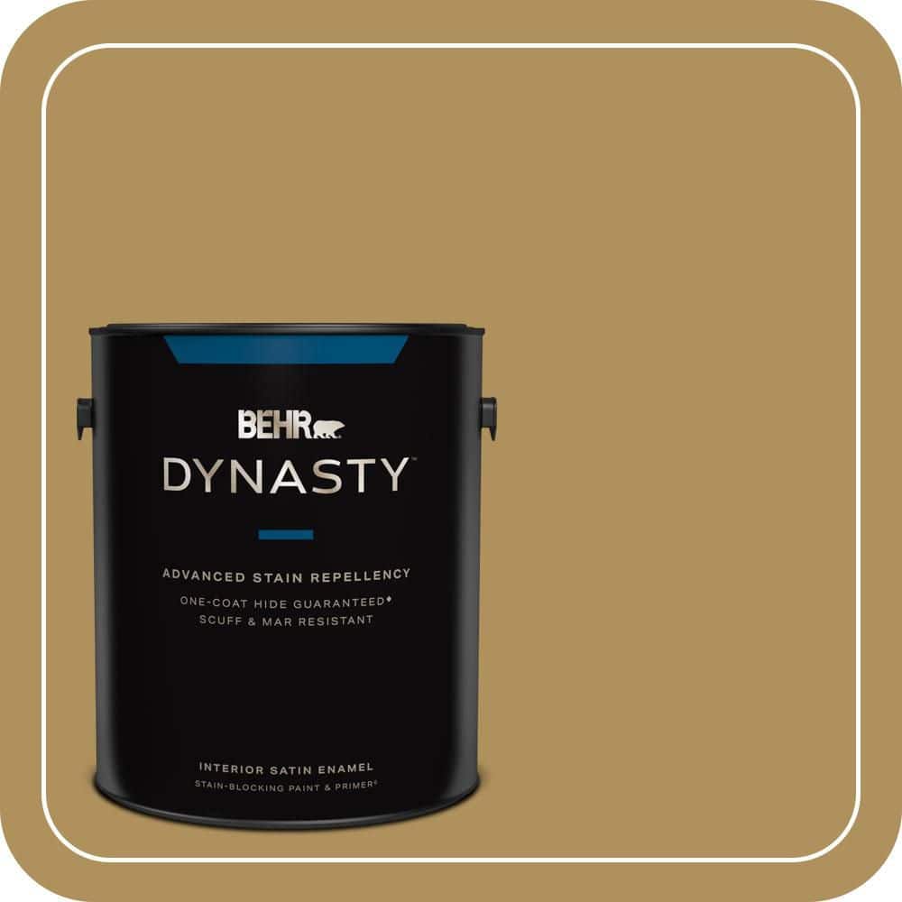 BEHR DYNASTY 1 gal. #S310-5 Brazilian Citrine Satin Enamel Interior Stain-Blocking Paint and Primer