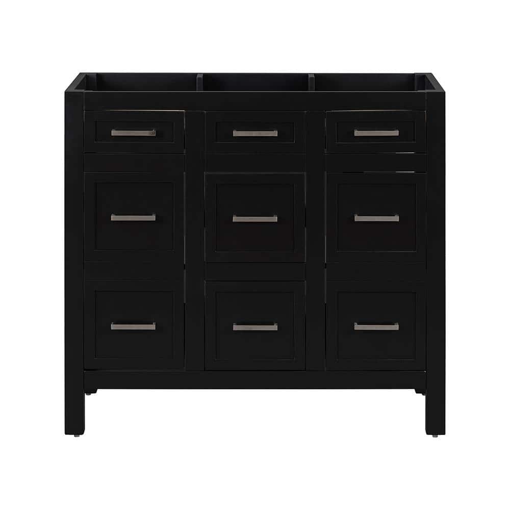 Adrinfly 36 in. W x 18 in. D x 33 in. H Bath Vanity Cabinet without Top in Black, Vanity Storage with 4 Drawers and 2Doors (1)
