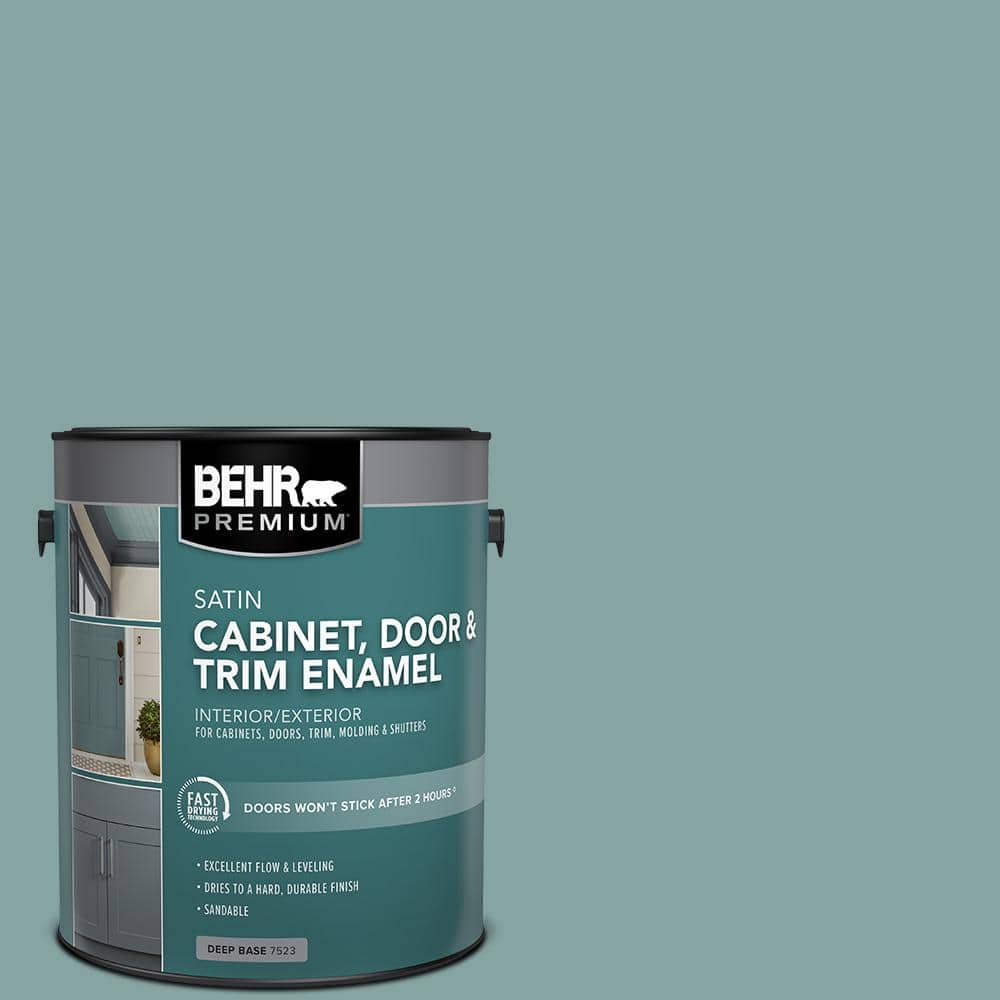 BEHR PREMIUM 1 gal. #PPU13-08 Venus Teal Satin Enamel Interior/Exterior Cabinet, Door & Trim Paint (1)
