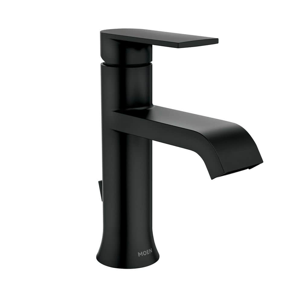 MOEN Genta Single Handle Single Hole Bathroom Faucet with Drain Kit Included in Matte Black (3)