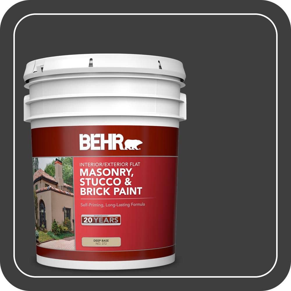 BEHR 5 gal. #N520-7 Carbon Flat Interior/Exterior Masonry, Stucco and Brick Paint (1)