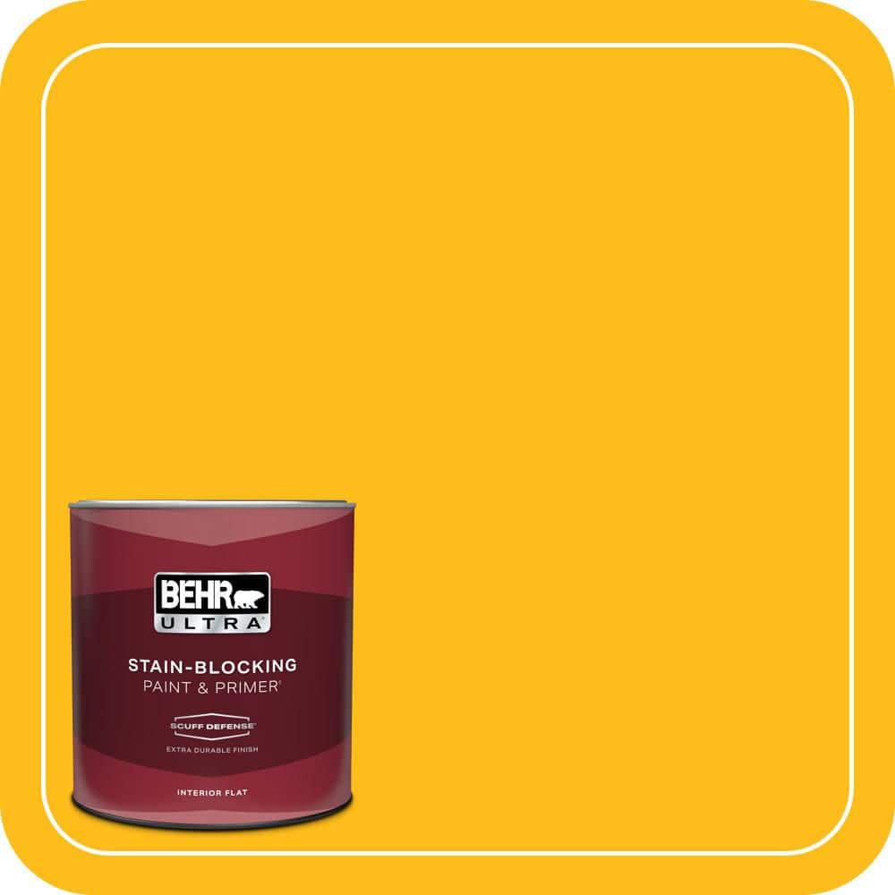BEHR ULTRA 1 qt. #P290-7 Laser Lemon Extra Durable Flat Interior Paint & Primer (1)