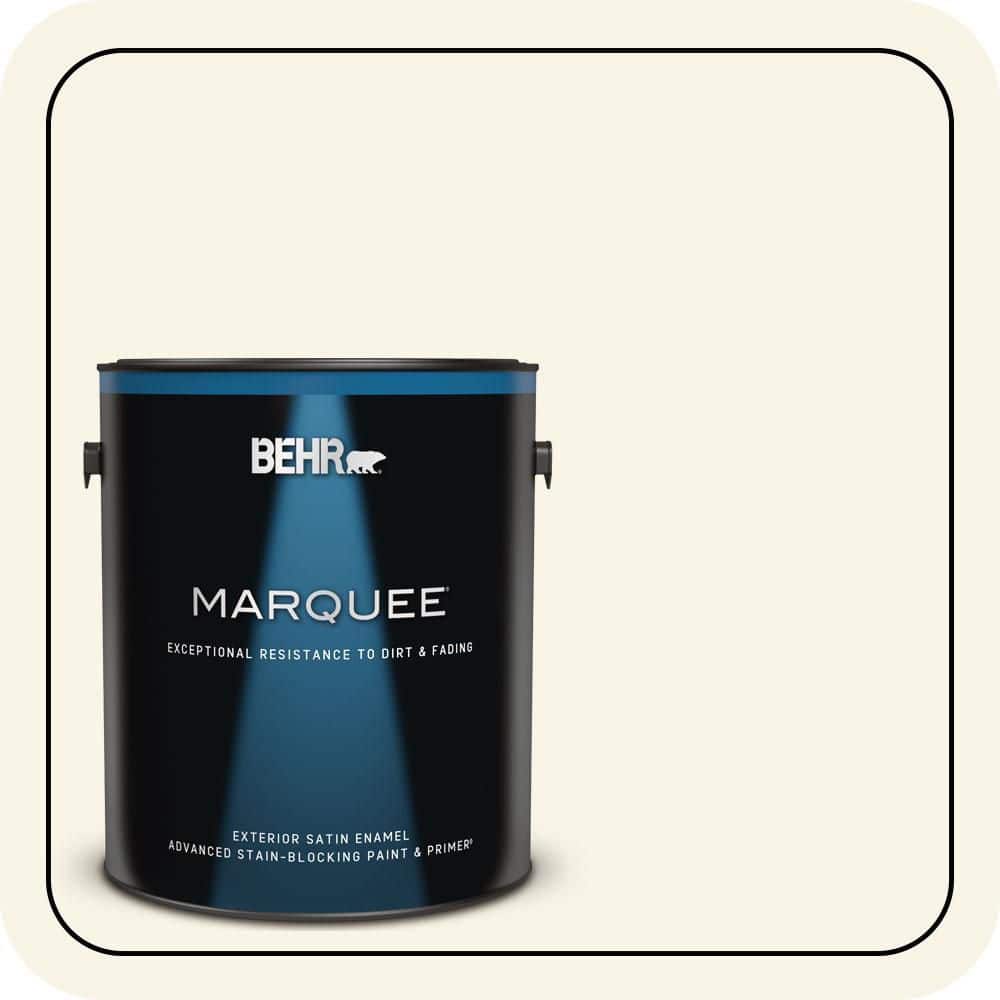 BEHR MARQUEE 1 gal. #W-D-700 Powdered Snow Satin Enamel Exterior Paint & Primer (1)