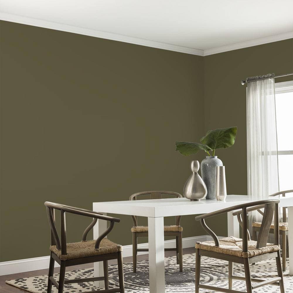 Glidden Premium 1 gal. PPG1113-7 Olive Green Eggshell Interior Paint (4)