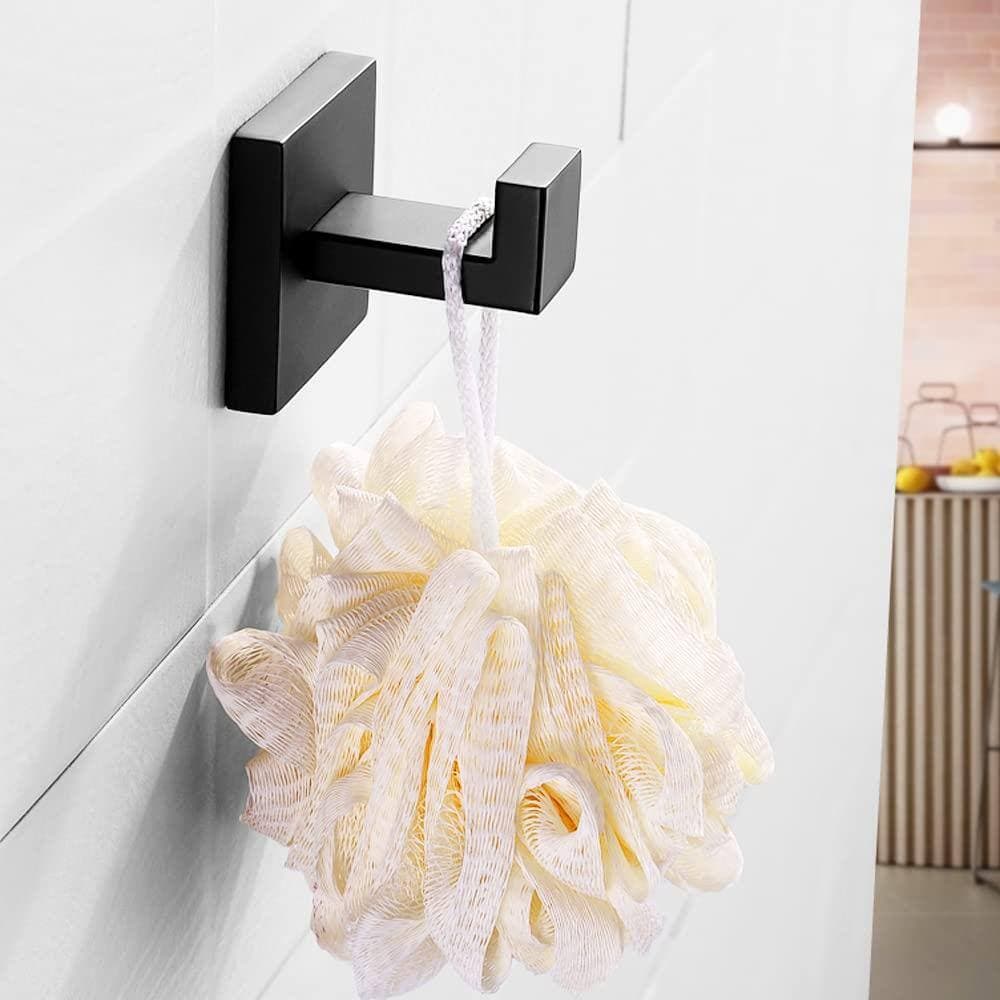 Unbranded Matte Black Wall Mount Coat and Towel Hooks with Screws and Anchors, 4-Pack for Bathroom, Kitchen and More (3)