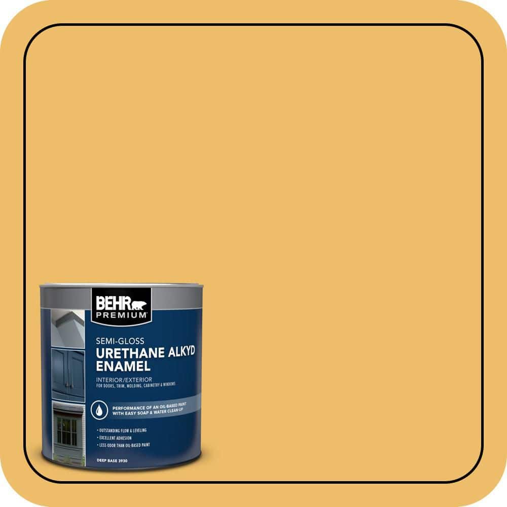 BEHR PREMIUM 1 qt. Home Decorators Collection #HDC-MD-24 Luscious Lemon Semi-Gloss Enamel Urethane Alkyd Interior/Exterior Paint (1)