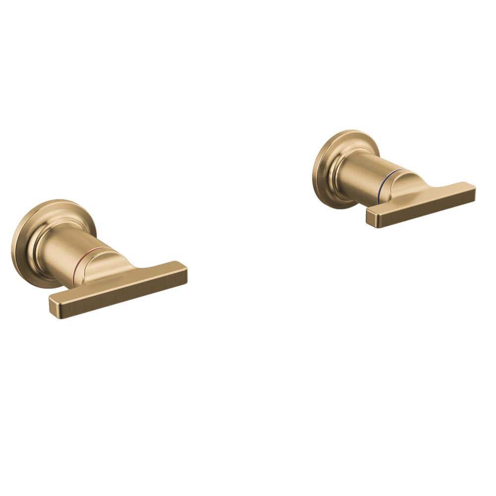 Delta Tetra Gold T-Lever Wall Mount Tub Filler Handle in Lumicoat Champagne Bronze (1)