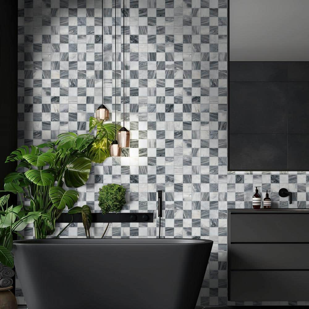 MSI Firenze Blend White 12 in. x 12 in. Polished Marble Mosaic Floor and Wall Tile (1 sq. ft. /Each) (3)