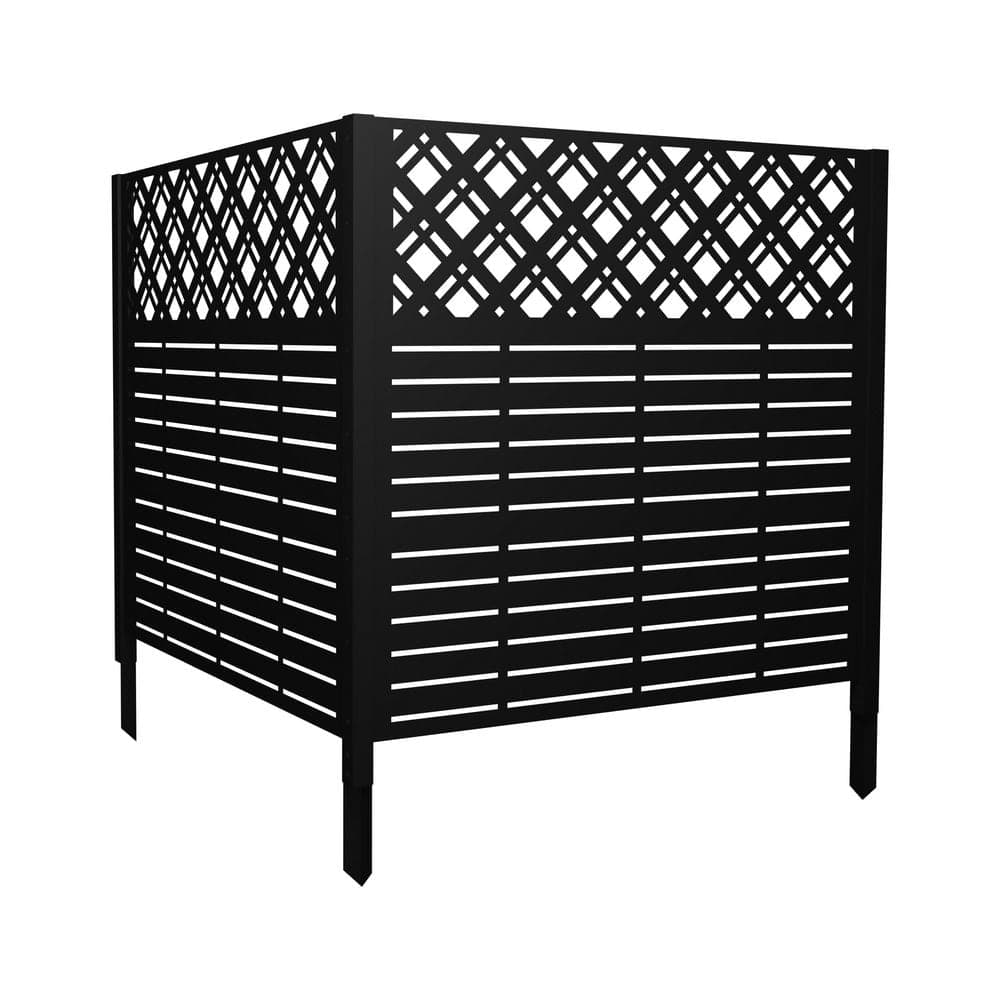 maocao hoom 48 in. W x 47.3 in. H Black Metal Privacy Screen Panels Outdoor Privacy Panels Trash Can Enclosure Air Conditioner Fence (1)