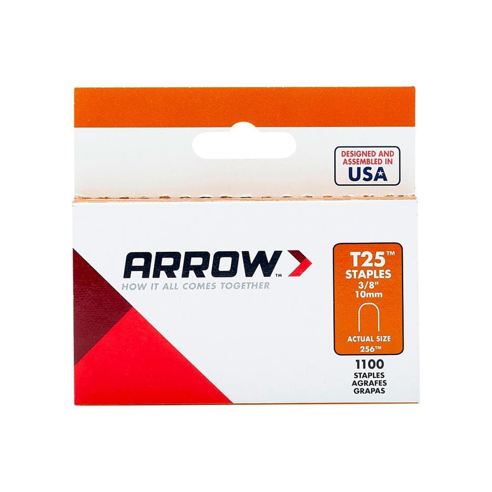 Arrow T-25 1/4 in. x 3/8 in. 256 Electro-galvanized, Round Crown, 20-Gauge, Steel Wire Staples for CAT5 Wiring (1,100-Pack) (4)