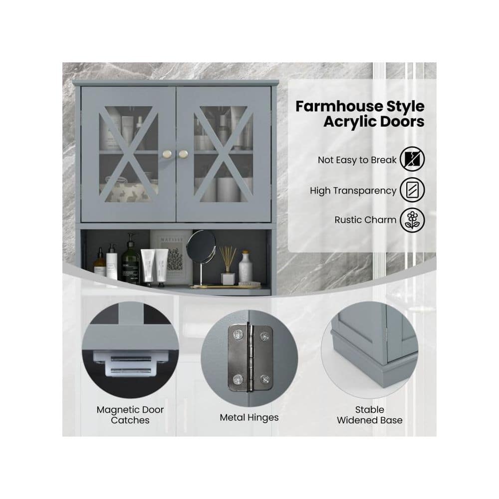 Boyel Living 23.5 in. W 12 in. D 57 in. H Bathroom Linen Cabinet with Acrylic Doors and 3 Cubes (4)