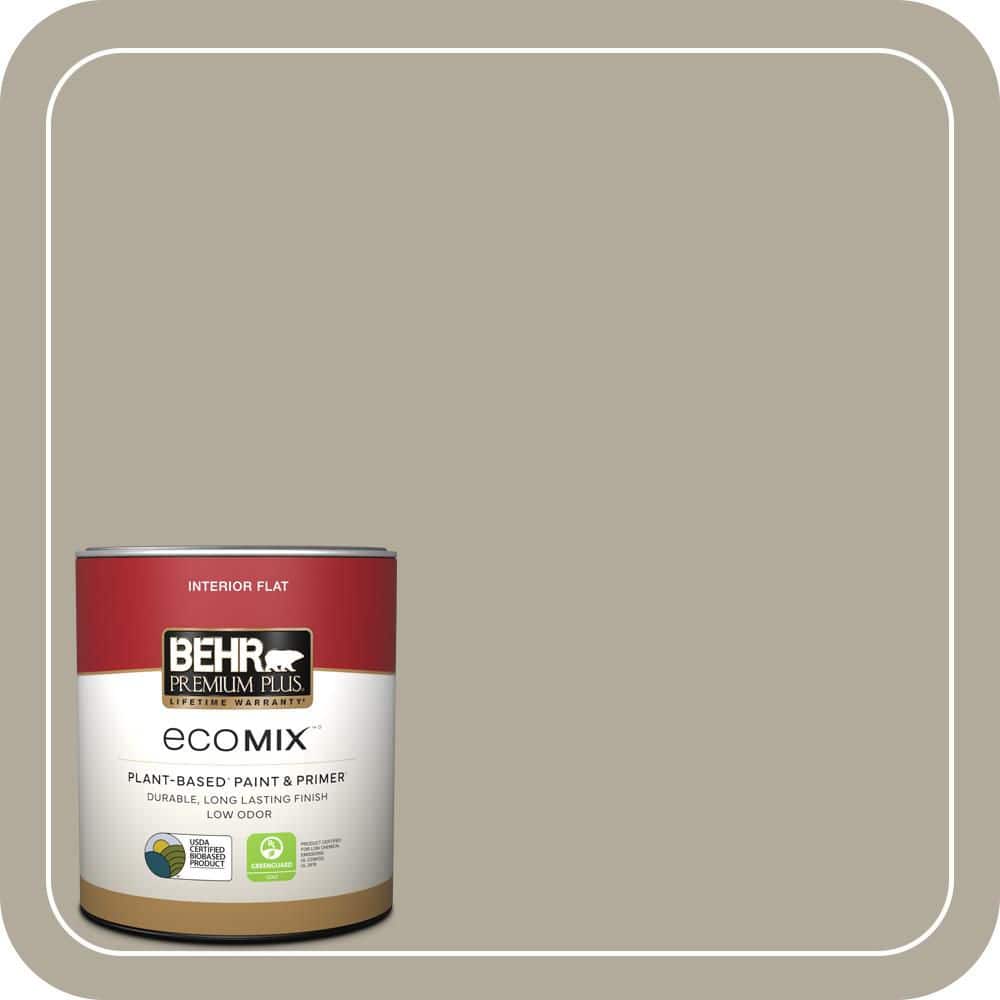 BEHR PREMIUM PLUS 1 qt. #PPF-33 Terrace Taupe Flat EcoMix Plant-Based Interior Paint & Primer (1)