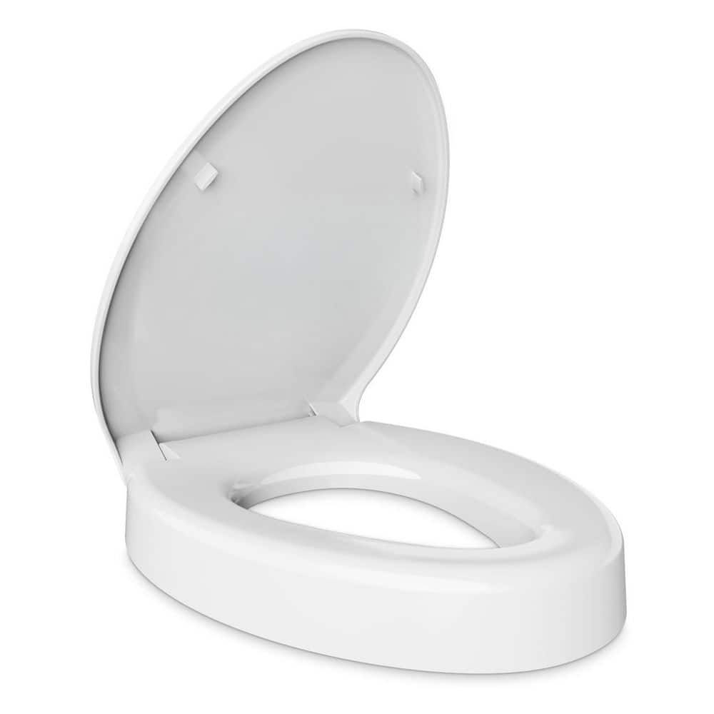 Wudkey White 3 in. Elevated Toilet seat, Elongated Toilet Seat Risers for Seniors, Raised Toilet Seat Elongated Bowl (1)