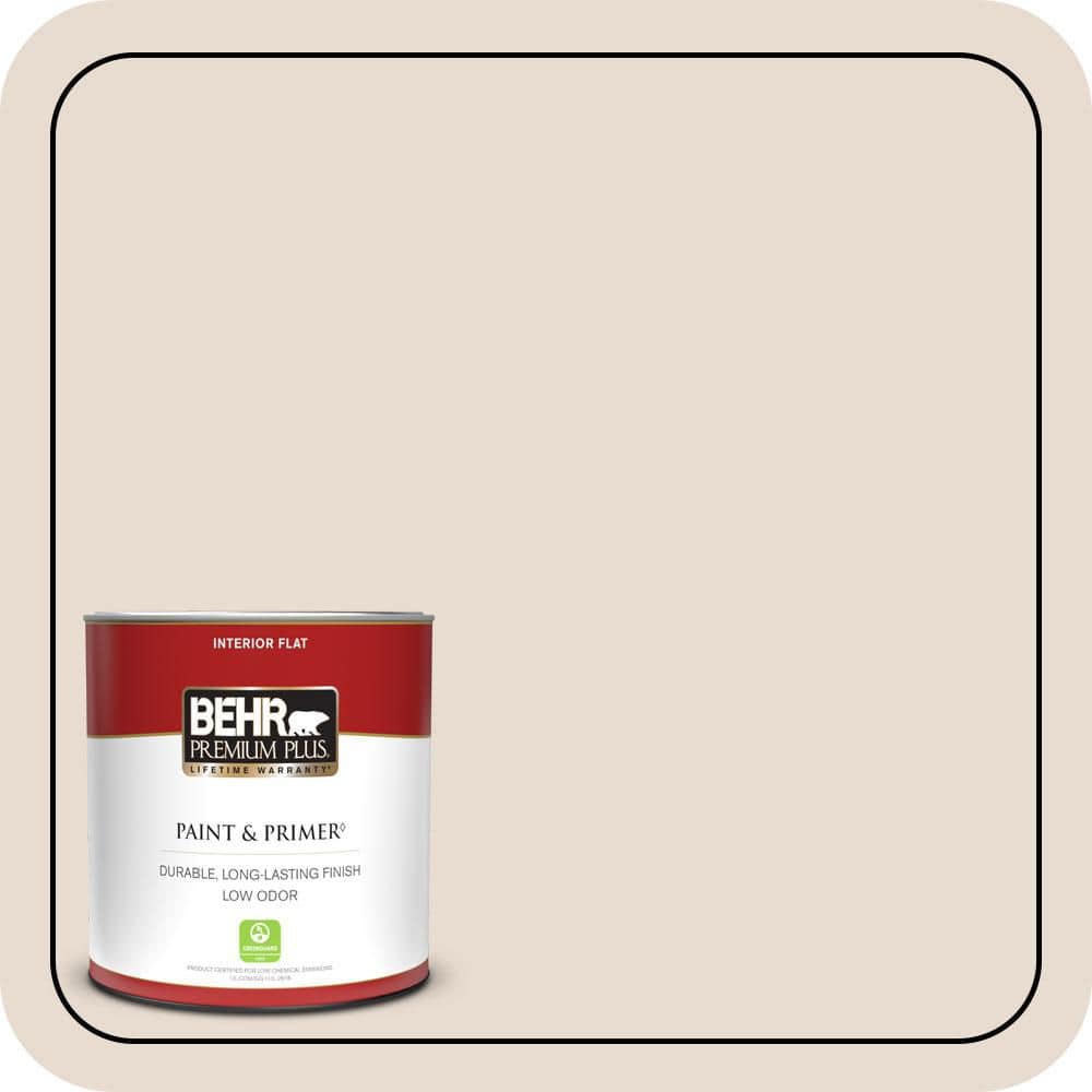 BEHR PREMIUM PLUS 1 qt. #PWN-62 Tuscan Beige Flat Low Odor Interior Paint & Primer