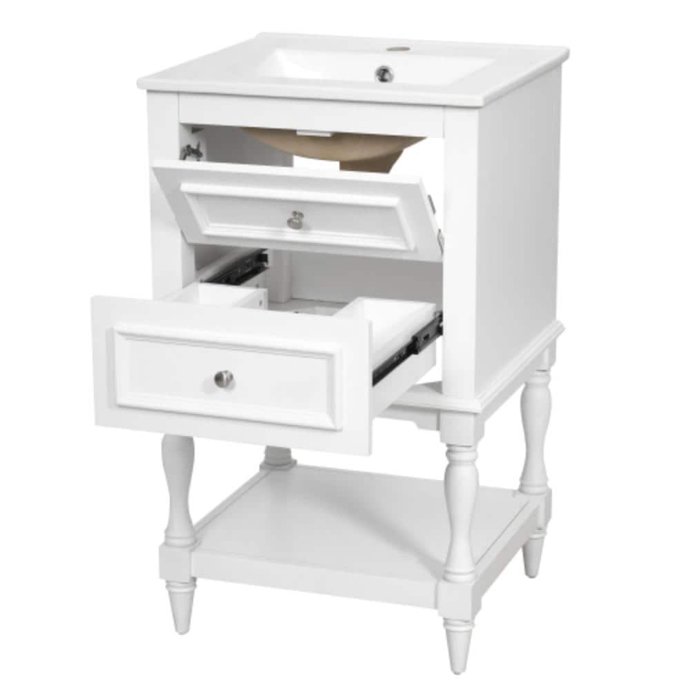 Unbranded 20.4 in. W x 18.7 in. D x 33.9 in. H Bathroom White Linen Cabinet