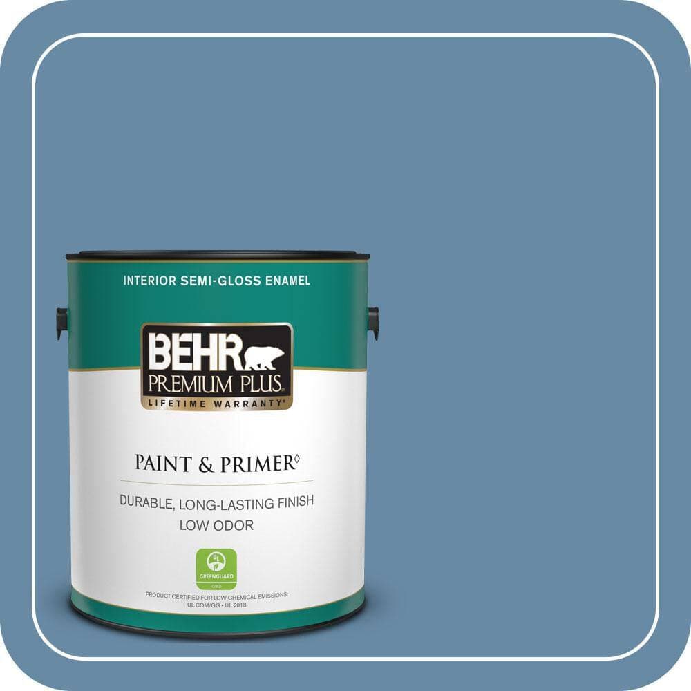 BEHR PREMIUM PLUS 1 gal. #570D-5 Americana Semi-Gloss Enamel Low Odor Interior Paint & Primer