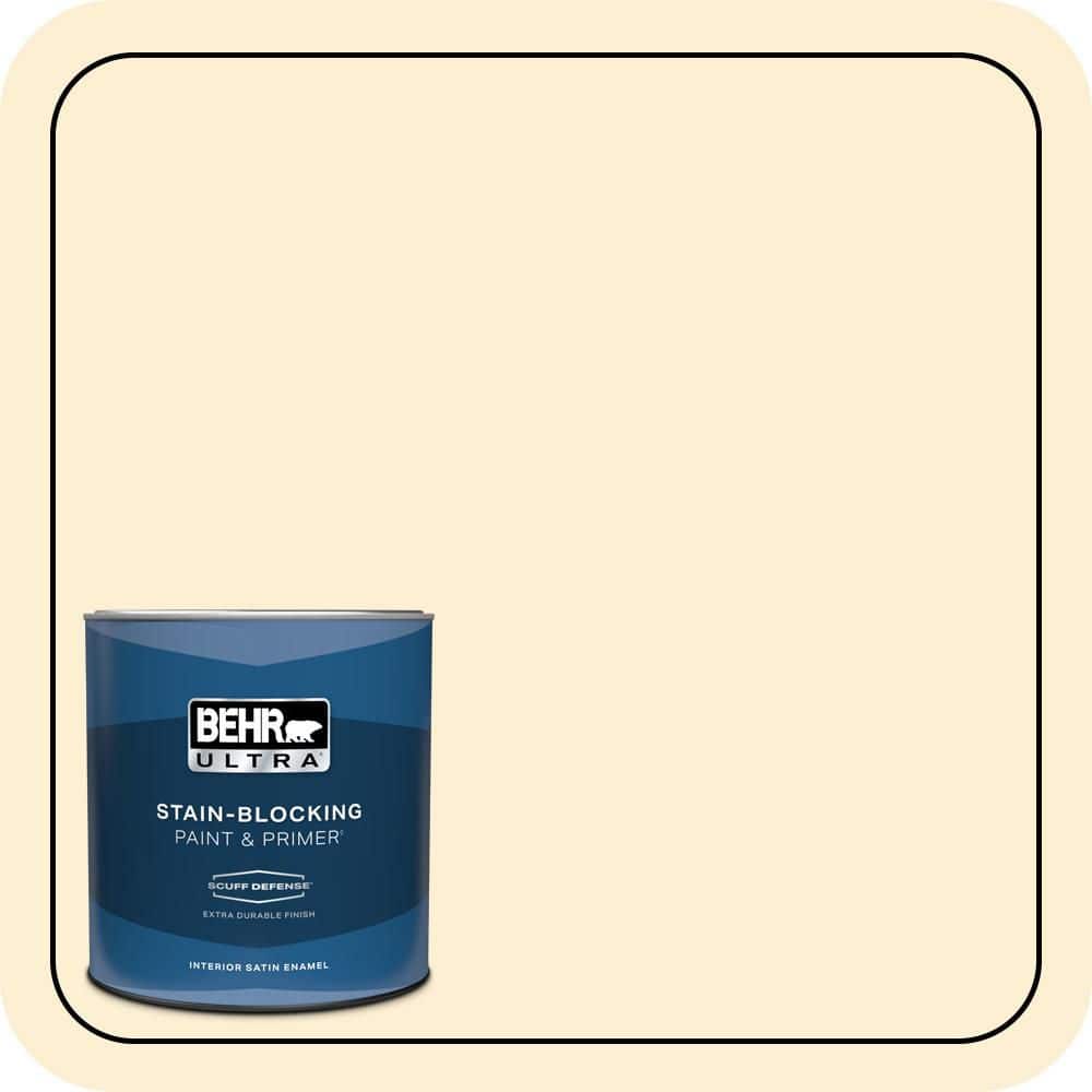 BEHR ULTRA 1 qt. #YL-W03 Honied White Extra Durable Satin Enamel Interior Paint & Primer