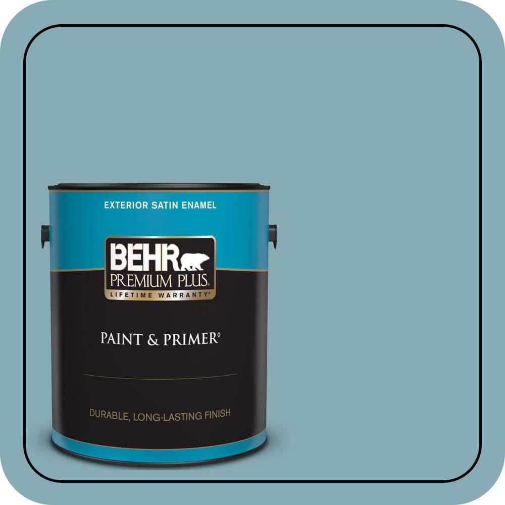 BEHR PREMIUM PLUS 1 gal. #S450-4 Crashing Waves Satin Enamel Exterior Paint & Primer