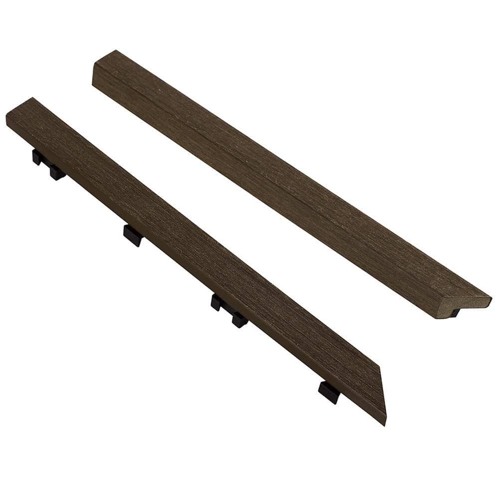 NewTechWood 1/12 ft. 1 ft. Quick Deck Composite Deck Tile Inside Corner Trim (2-Pieces/Box) (2)