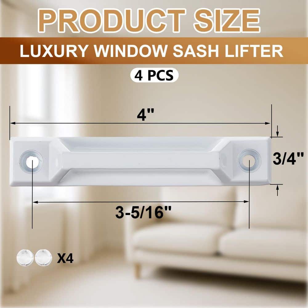 Numhew 4-Pack Luxury Die-Cast Zinc Window Sash Lifter, Pure White Invisible Replacement for Double-Hung Windows (2)