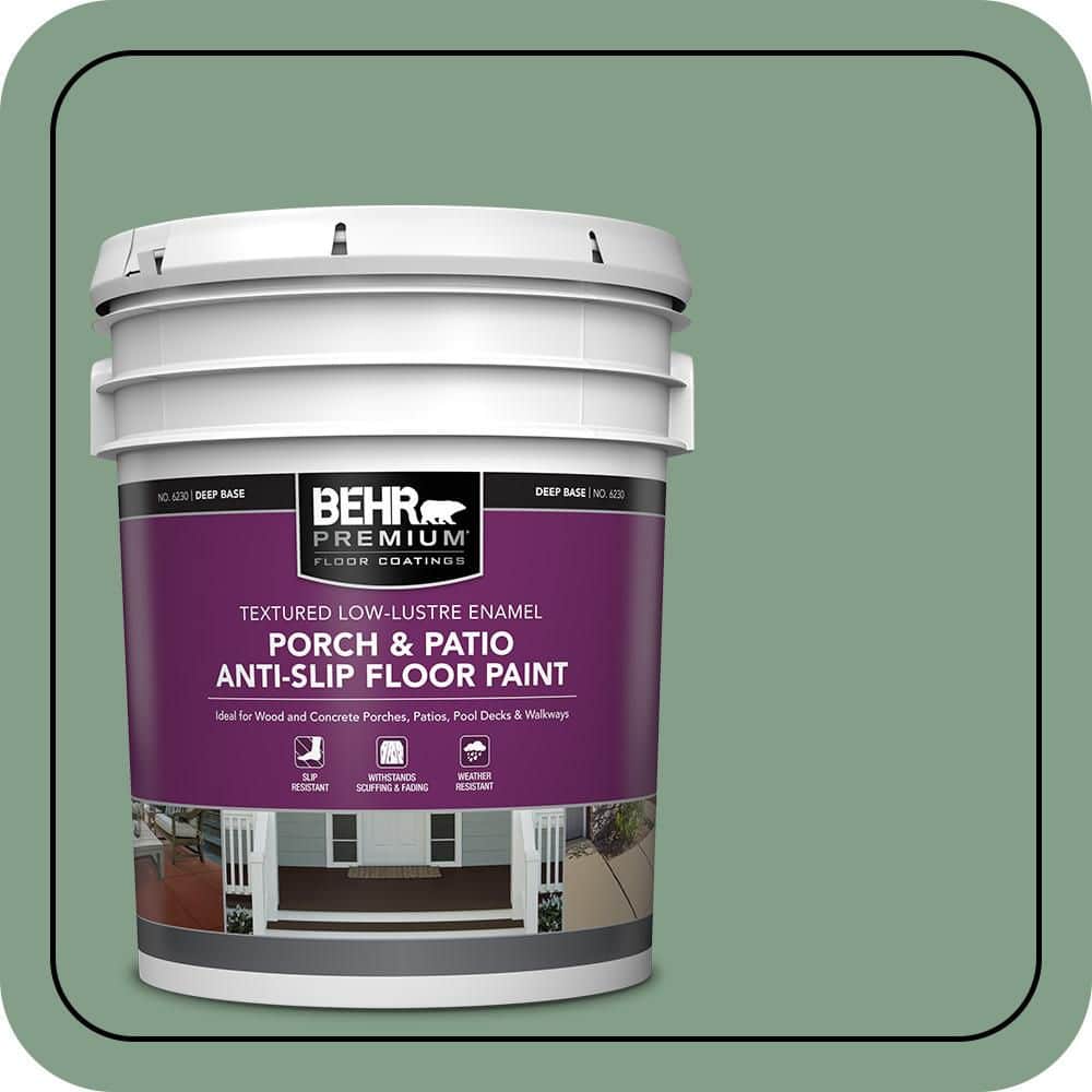 BEHR PREMIUM 5 gal. #S410-5 Track Green Textured Low-Lustre Enamel Interior/Exterior Porch and Patio Anti-Slip Floor Paint