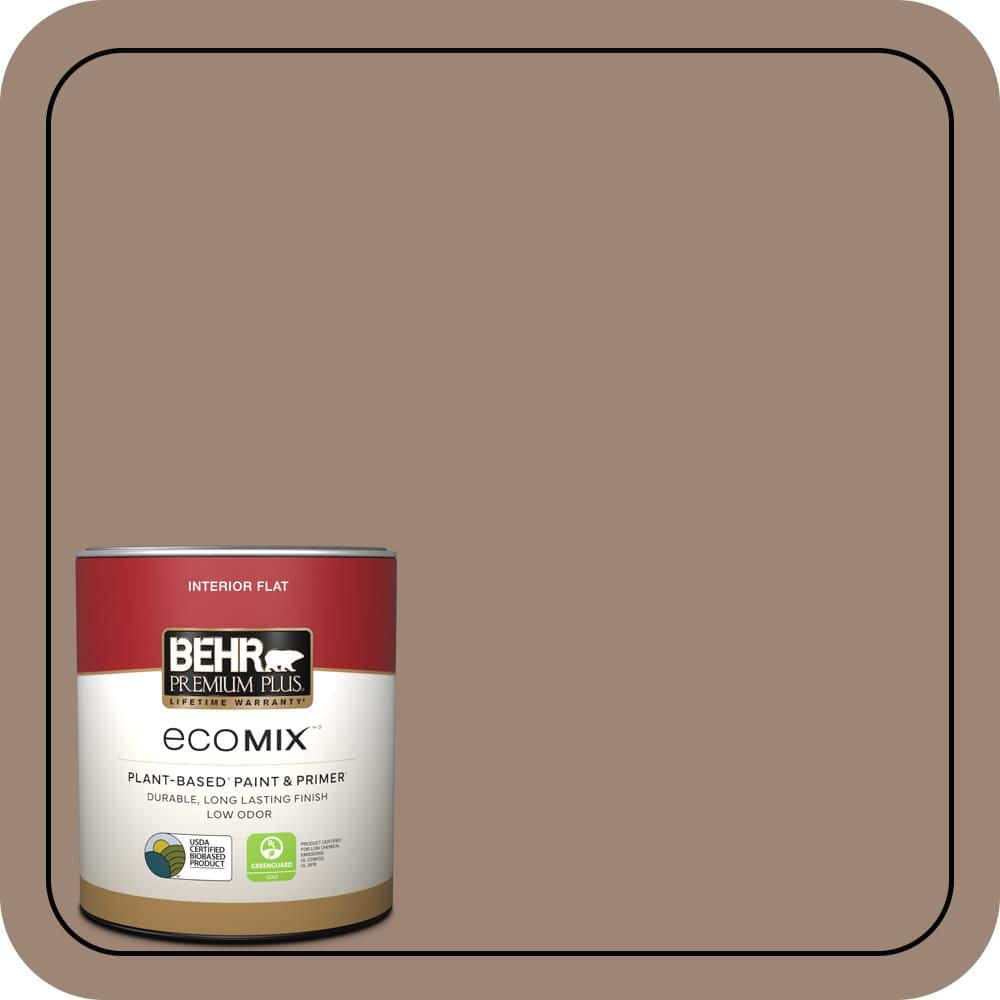 BEHR PREMIUM PLUS 1 qt. #PPU5-16 Earthnut Flat EcoMix Plant-Based Interior Paint & Primer (1)