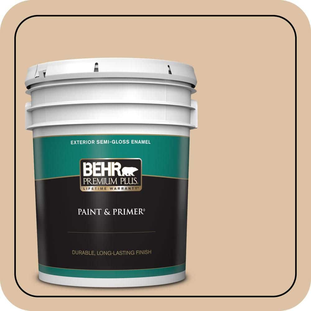 BEHR PREMIUM PLUS 5 gal. #N280-3 Louvre Semi-Gloss Enamel Exterior Paint & Primer
