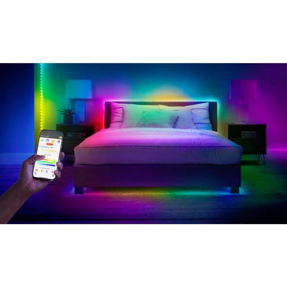 EcoSmart 16.4 ft. Smart RGBWIC Dynamic Color Changing Dimmable Plug-In LED Strip Light Powered by Hubspace (3)