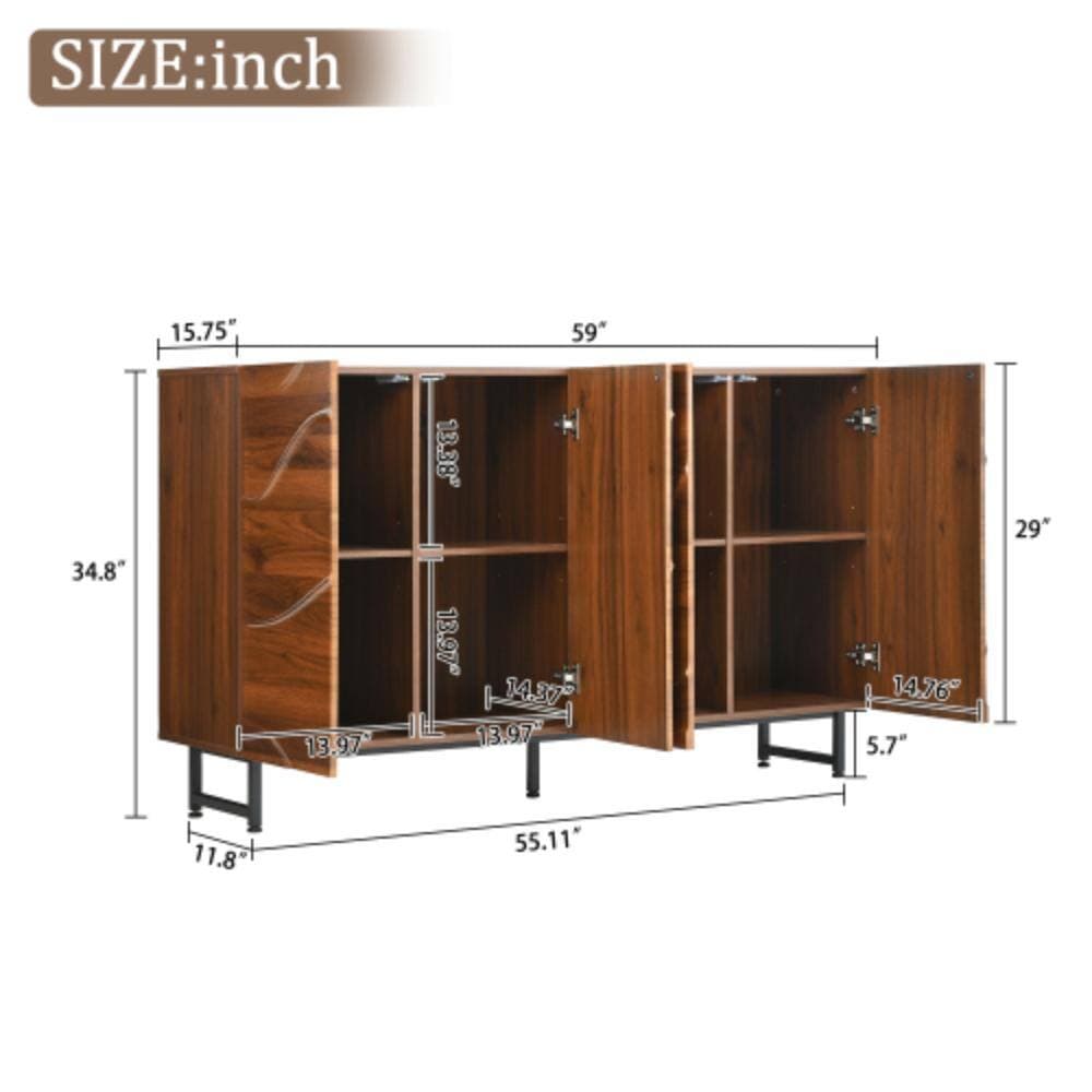 Unbranded 59.06 in. W x 15.75 in. D x 35.04 in. H Bathroom Brown Linen Cabinet (2)