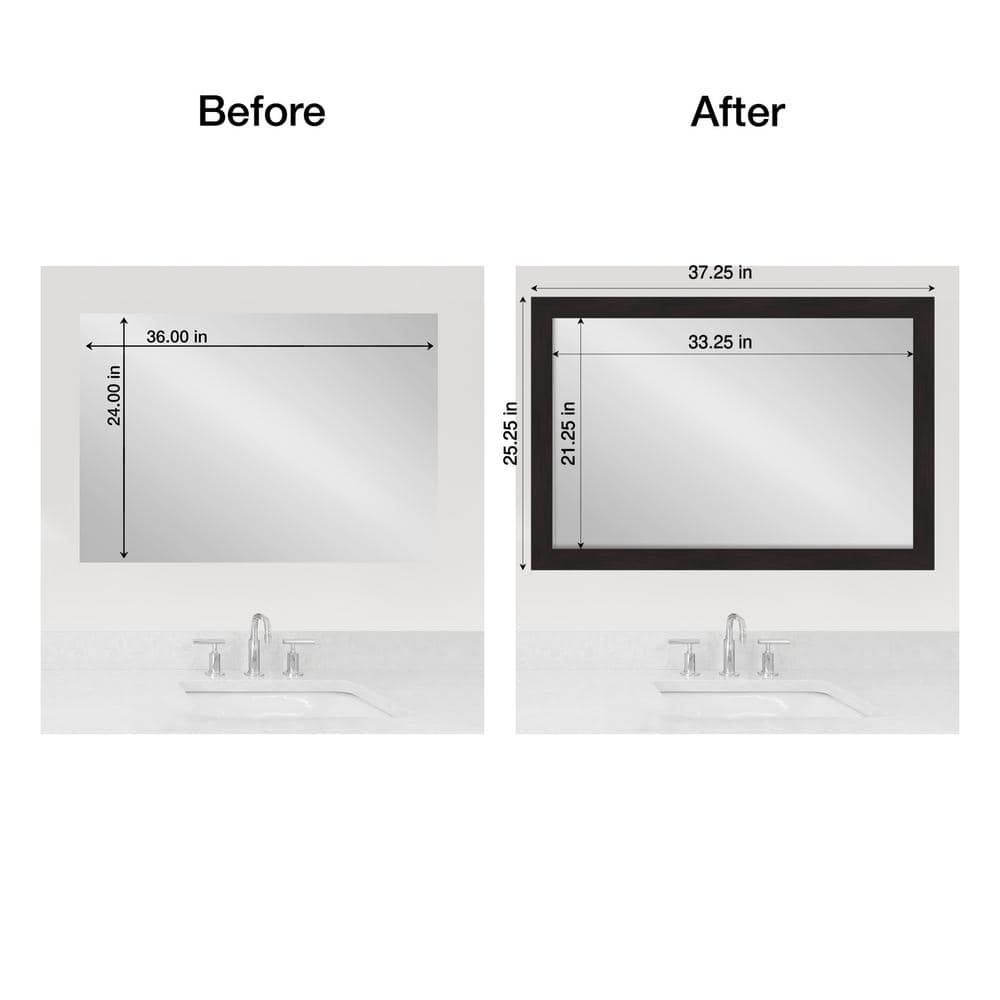 Amanti Art Mirror Makeover Furniture Espresso Narrow 25.25 in. W x 37.25 in. H Bathroom Mirror Frame Border Kit-Fits 24x36 Mirror (2)