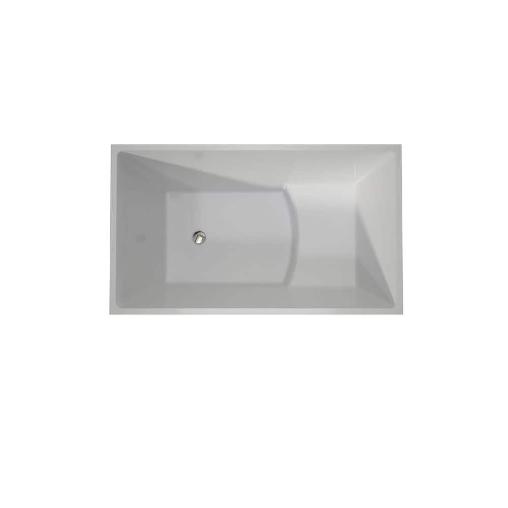 LIVACA 47.24 in. x 27.55 in. Freestanding Soaking Acrylic Bathtub in Gloss White with Ergonomic Design and Built-in Seat (3)