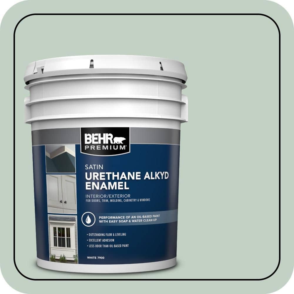BEHR PREMIUM 5 gal. #PPU11-13 Frosted Jade Urethane Alkyd Satin Enamel Interior/Exterior Paint