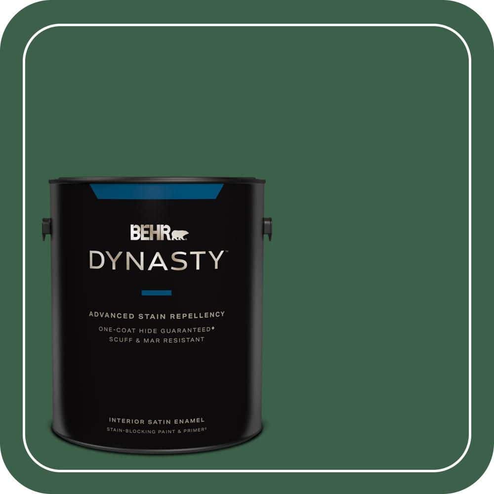 BEHR DYNASTY 1 gal. #470D-7 Windy Pine Satin Enamel Interior Stain-Blocking Paint & Primer