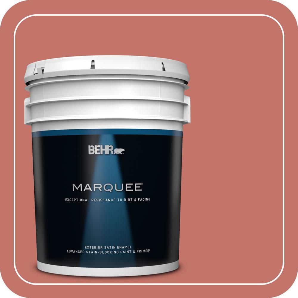 BEHR MARQUEE 5 gal. #PPU1-05A Red Coral Satin Enamel Exterior Paint & Primer
