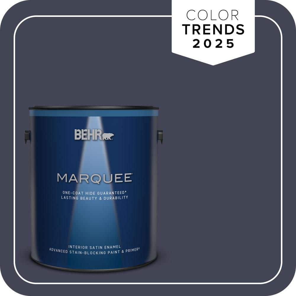 BEHR MARQUEE 1 gal. #PPU15-19 Black Sapphire One-Coat Hide Satin Enamel Interior Paint & Primer (1)