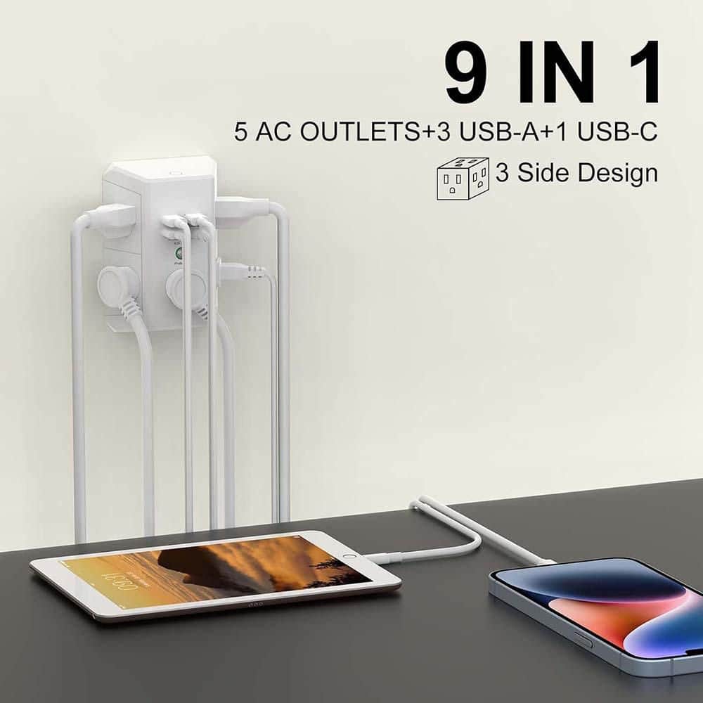 Yichuhaoxi 4-Outlet Multi Plug with 4 USB-A Ports 0 USB-C Ports Surge Protector for Home Office ETL Listed White (2)