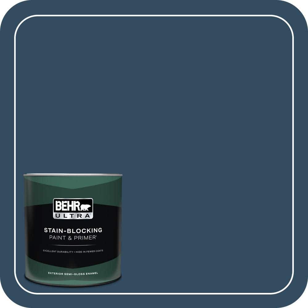 BEHR ULTRA 1 qt. #570D-7 Nocturnal Sea Semi-Gloss Enamel Exterior Paint & Primer