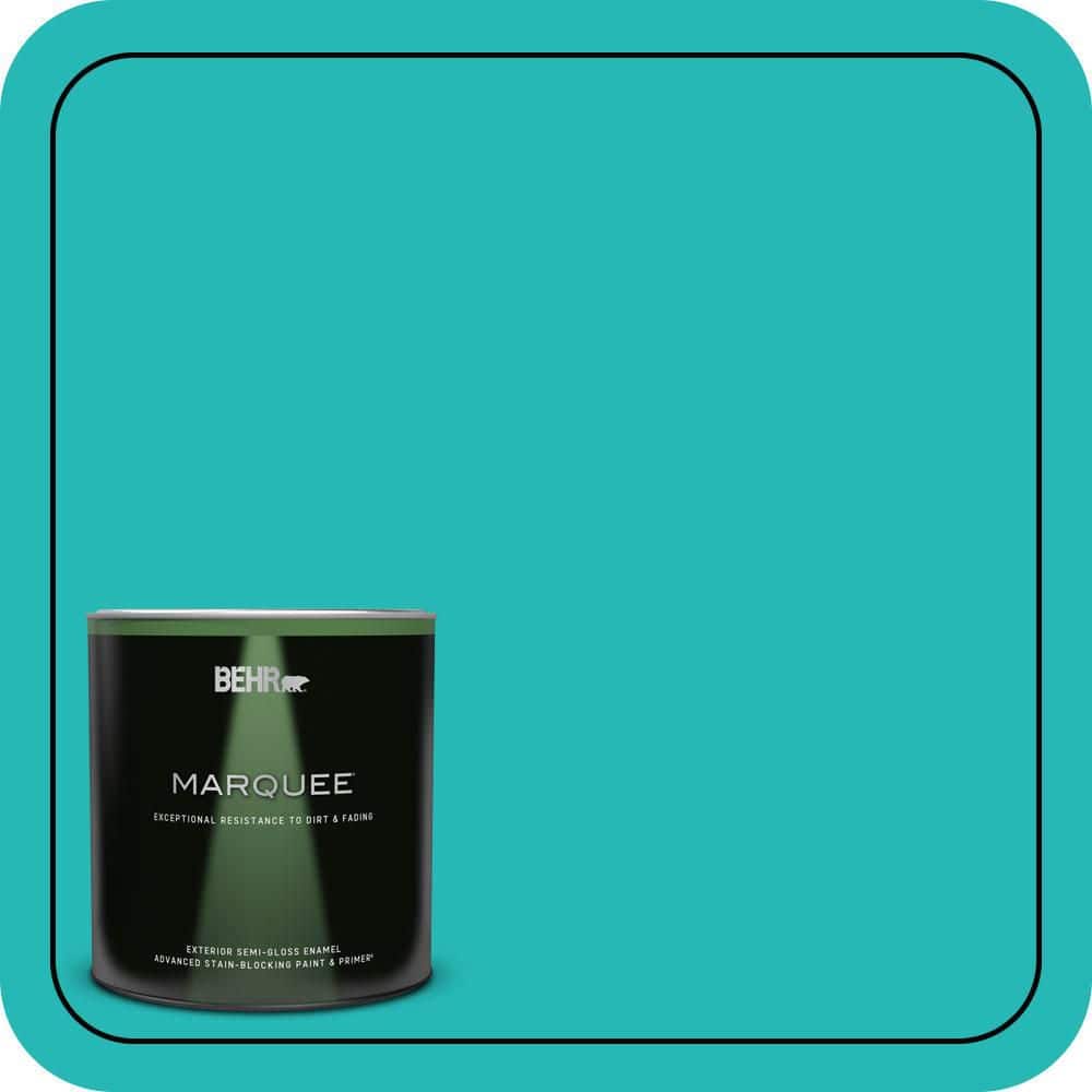 BEHR MARQUEE 1 qt. #MQ4-21 Caicos Turquoise Semi-Gloss Enamel Exterior Paint & Primer (1)