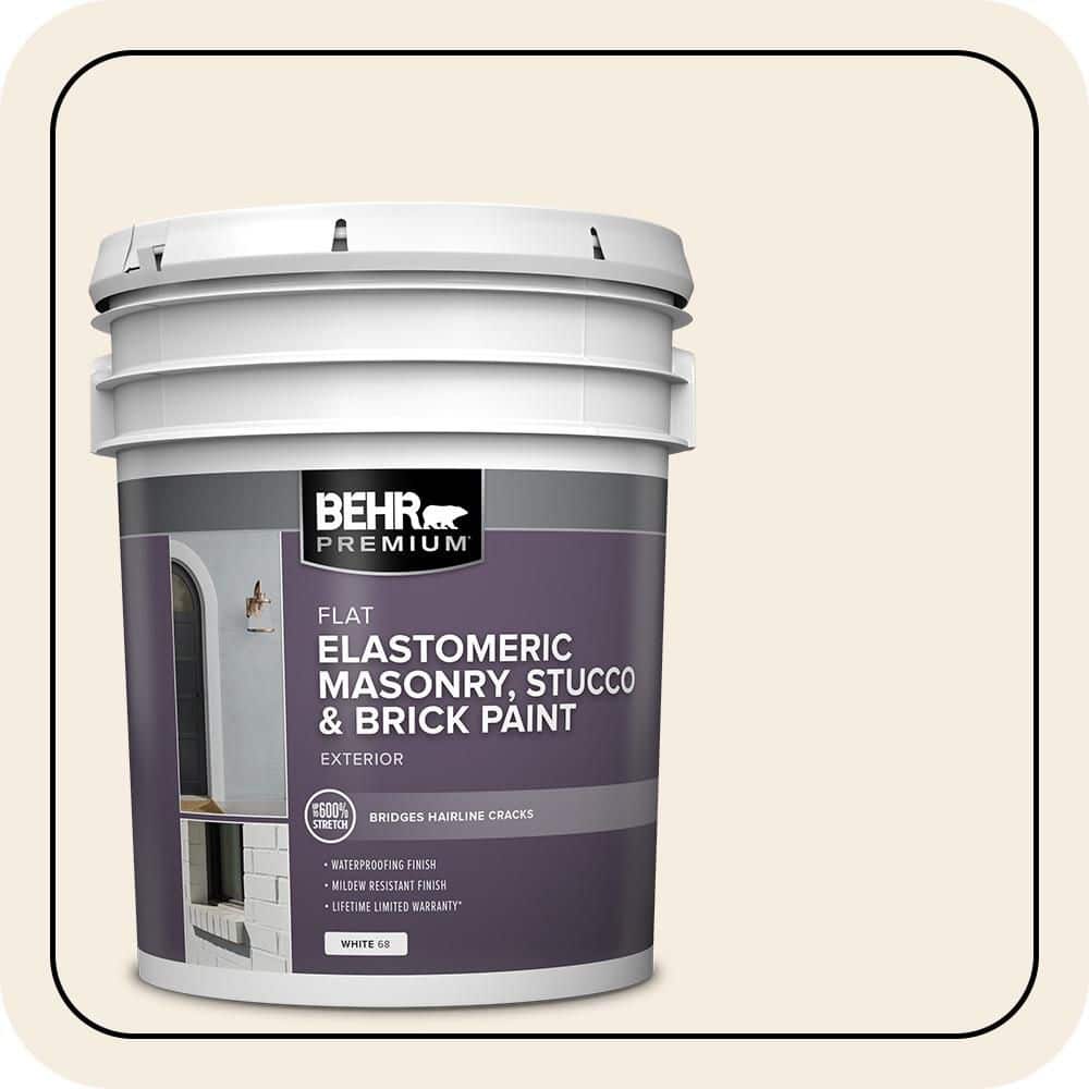 BEHR PREMIUM 5 gal. #OR-W10 White Flour Elastomeric Masonry, Stucco and Brick Exterior Paint (1)