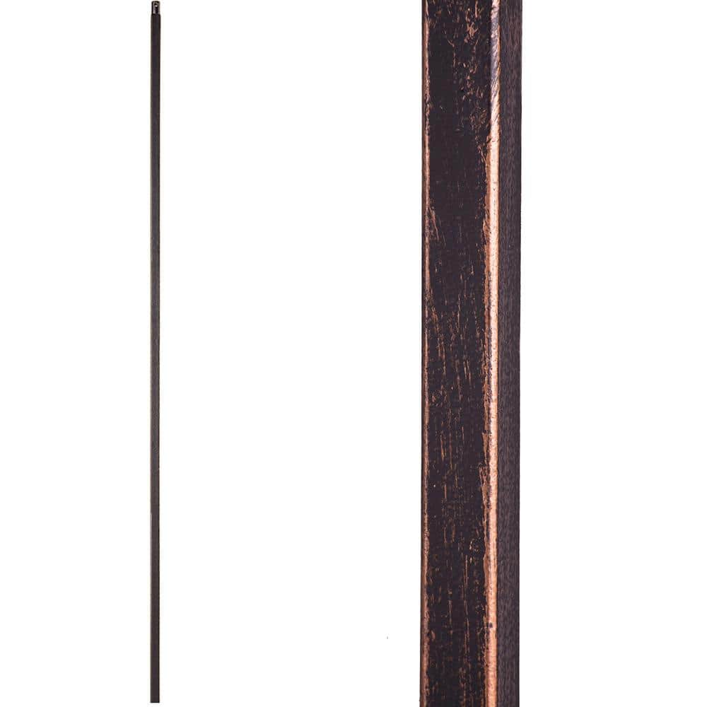 HOUSE OF FORGINGS Aalto Modern 44 in. x 0.5 in. Oil Rubbed Bronze Plain Square Bar Solid Wrought Iron Baluster