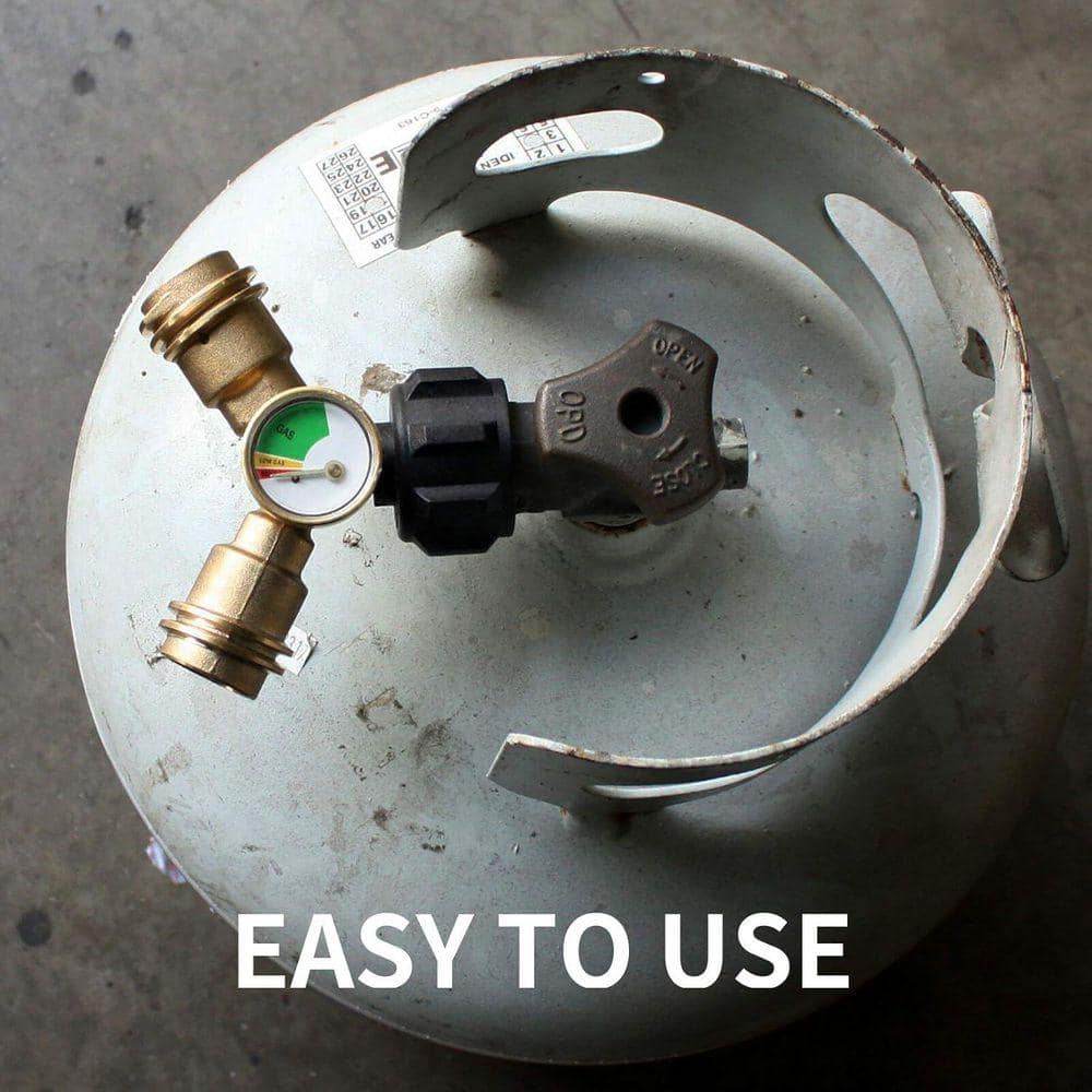 Lukvuzo Dual Propane Tank Connection Level Indicator Y Splitter Adapter with Gauge for 5-40lb Propane Tank (2)