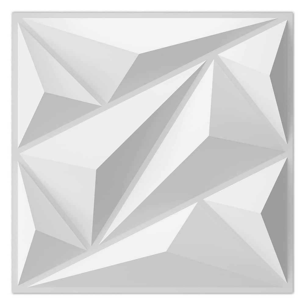 NVNOO 12 in. x 12 in. x 0.24 in. 3D PVC Wall Panel Diamond for Living Room Lobby Bedroom Hotel Office Wall Decor, White