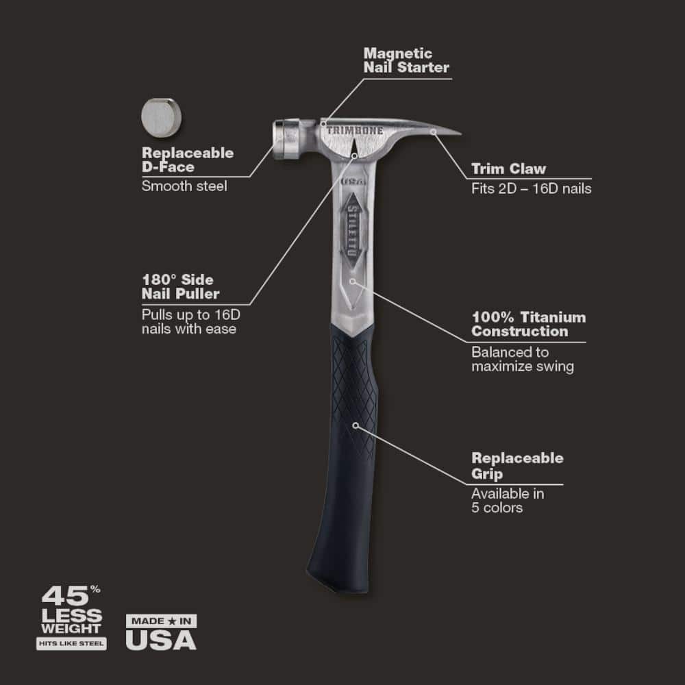 Stiletto TRIMBONE Titanium Smooth Face with Curved Handle with 7 in. Carpenter Square with Level (2-Piece) (2)