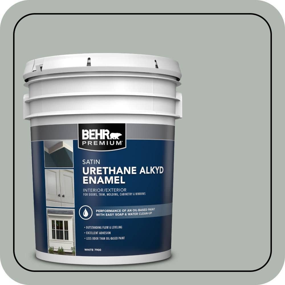 BEHR PREMIUM 5 gal. #PPU12-14 Verdigris Urethane Alkyd Satin Enamel Interior/Exterior Paint