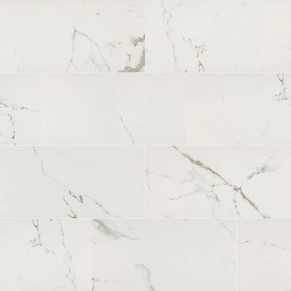 MSI Carrara White 12 in. x 24 in. Matte Porcelain Floor and Wall Tile (2 sq. ft./Each)