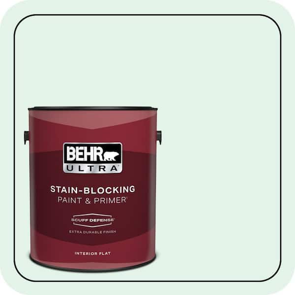 BEHR ULTRA 1 gal. #480C-1 Light Mint Extra Durable Flat Interior Paint & Primer (2)