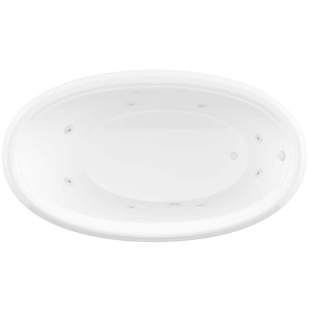 Universal Tubs Topaz Series 60 in. x 36 in. Oval Whirlpool Bathtub with Right Side Drain and V-Style Back Jets in Glossy Smooth White (2)