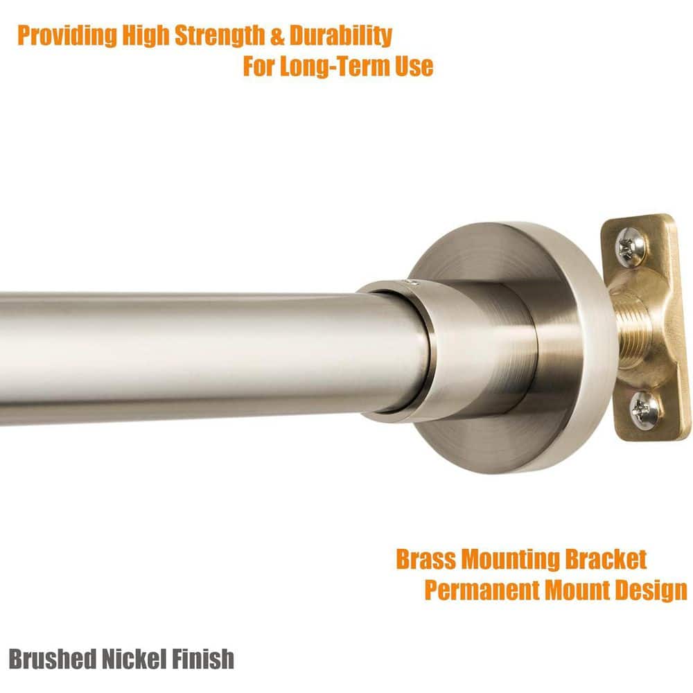 Numhew 84 in. Heavy Duty Shower Rod in Brushed Nickel, Stainless Steel Adjustable Shower Curtain Rod for Window Curtain (3)