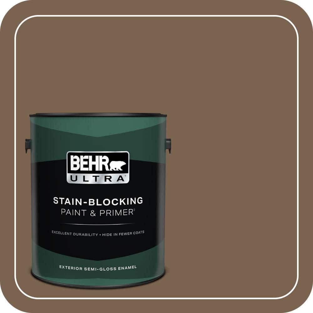 BEHR ULTRA 1 gal. #N260-7 Folk Guitar Semi-Gloss Enamel Exterior Paint & Primer